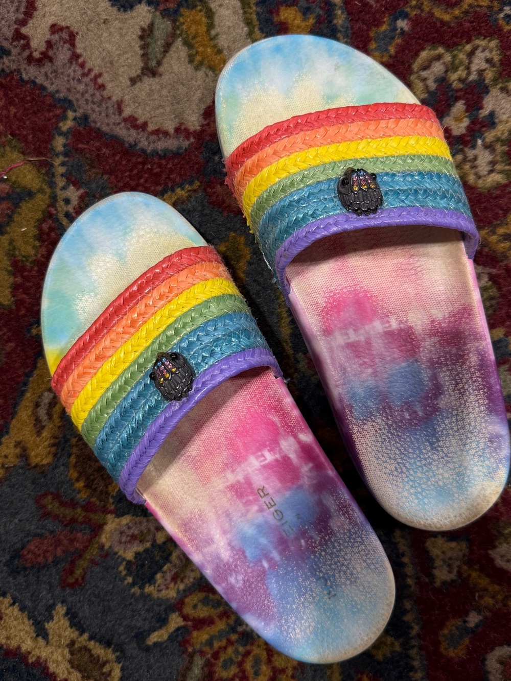 Kurt Geiger Rainbow Raffia Slides